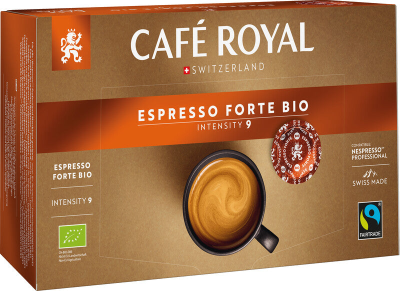 Café Royal Kaffeepads Espresso Forte – für Nespresso Professional – Intensität 9 – Bio – 50 Pads