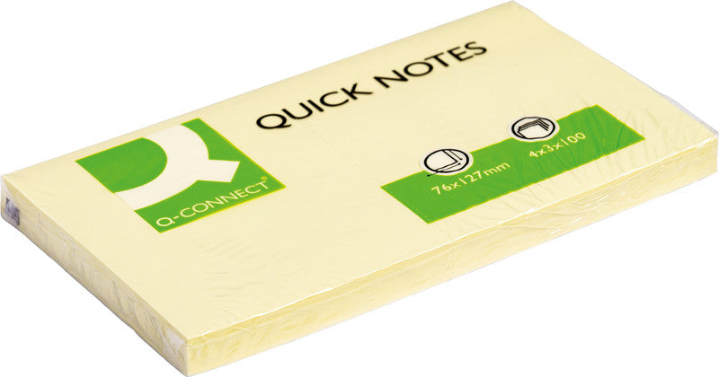 Q-Connect Haftnotizen – 127×76 mm – gelb, 100 Blatt, recyclingfähig