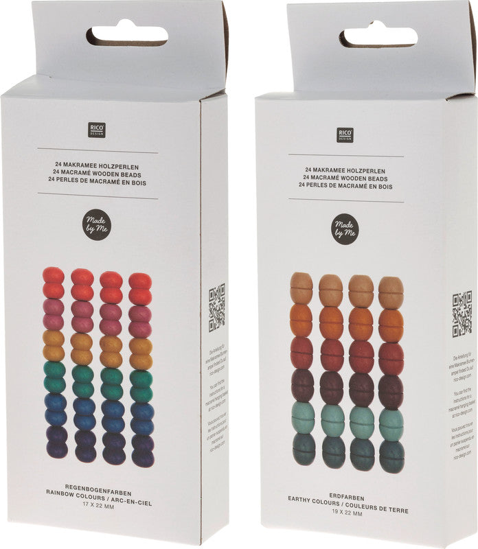 Rico Design Holzperlen – Ø 19 mm, Loch-Ø 8 mm, mehrfarbig, 24 Stk.