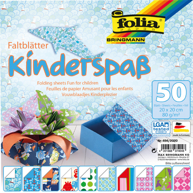 Folia Faltblätter – 200 × 200 mm – 80 g/m² – sortiert – 50 Blatt