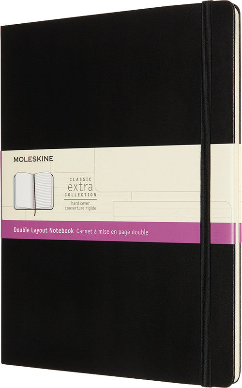 Moleskine Notizbuch, 190 × 250 mm, blanko, liniert, Leimbindung, Hardcover, 192 Seiten, 70 g/m² – schwarz