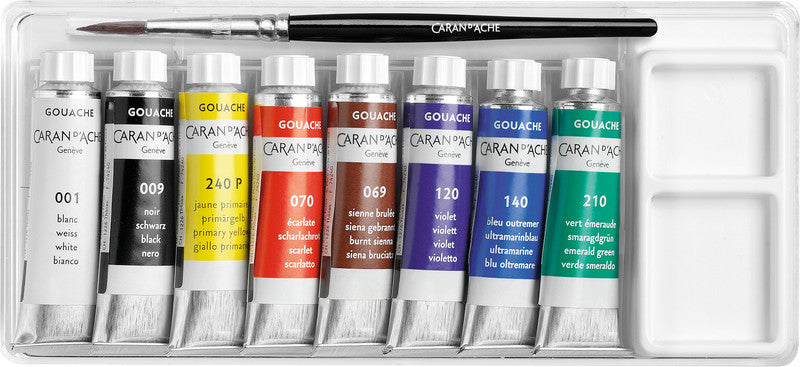 Caran d-Ache Caran d'Ache – Gouache – Set – 8 Farben, 8 × 10 ml, inkl. Pinsel