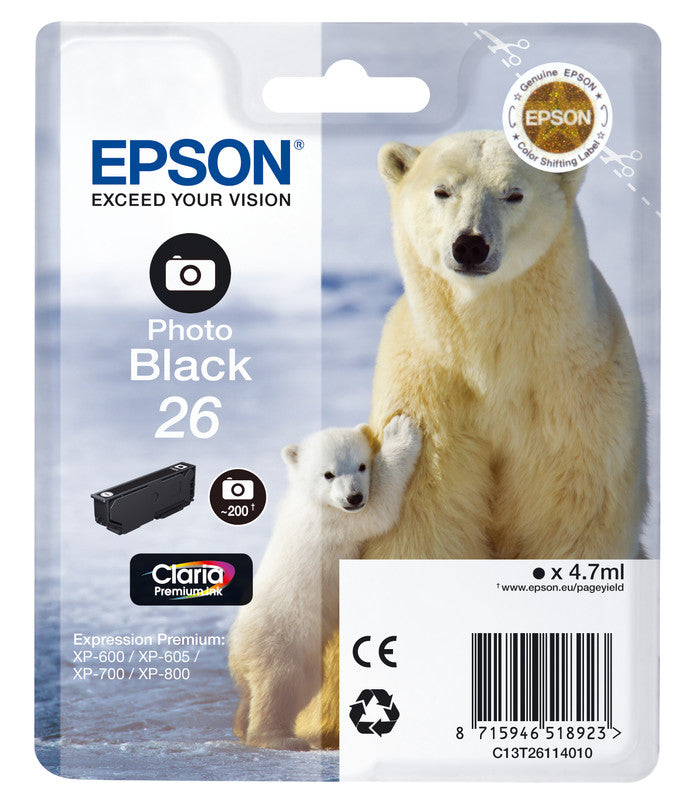 Epson Tintenpatrone 26, Photo Schwarz
