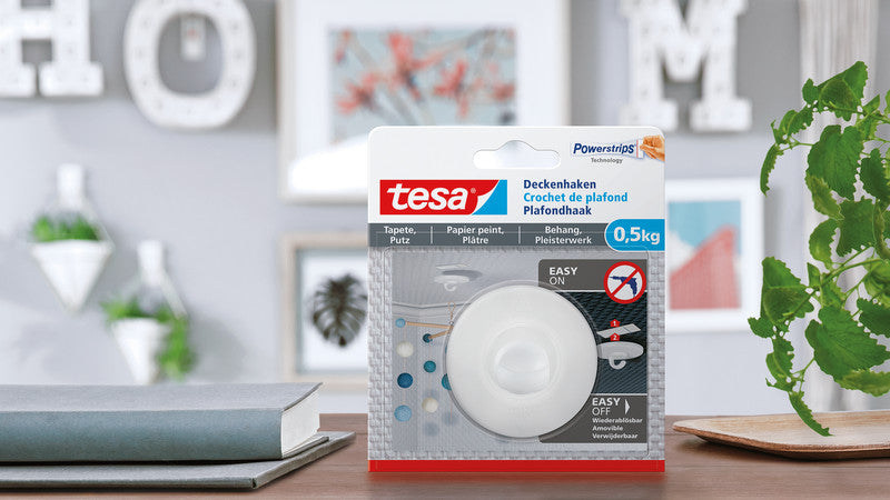 TESA Deckenhaken – Kunststoff, weiss, 12 × 14 × 2,9 cm – 1er-Pack