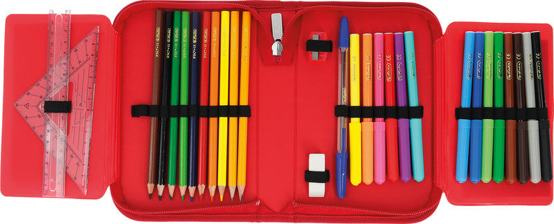 Herlitz Cute Animals Schuletui, gefüllt, 31-teilig – Zebra – Kunststoff – 20,3 × 3,5 × 14,0 cm