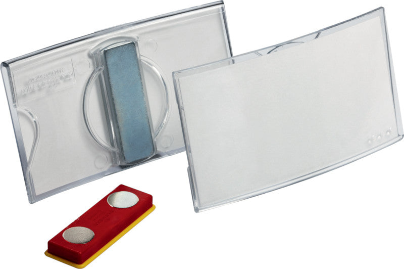 Durable Namensschild – 75 × 40 mm, transparent, Kunststoff, mit Magnet – 25 Stk