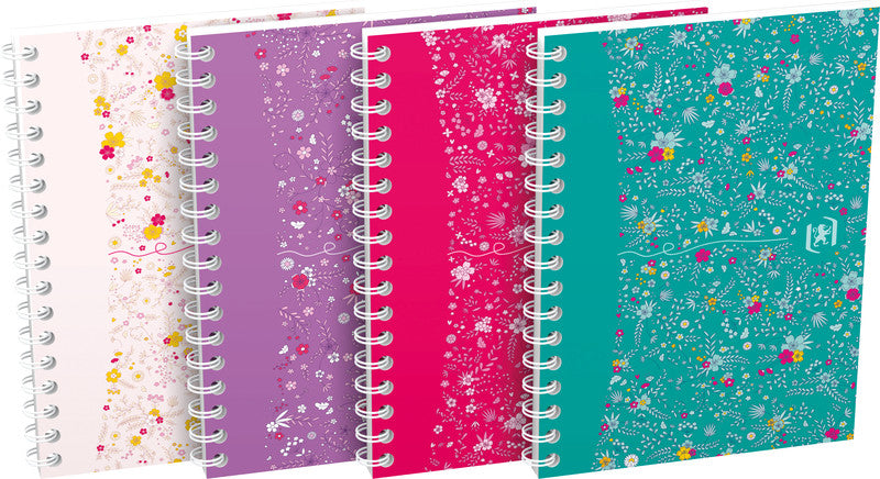 Oxford Collegeblock A6, kariert, Spiralbindung, 50 Blatt, perforiert, 90 g/m² – Floral, für SCRIBZEE App