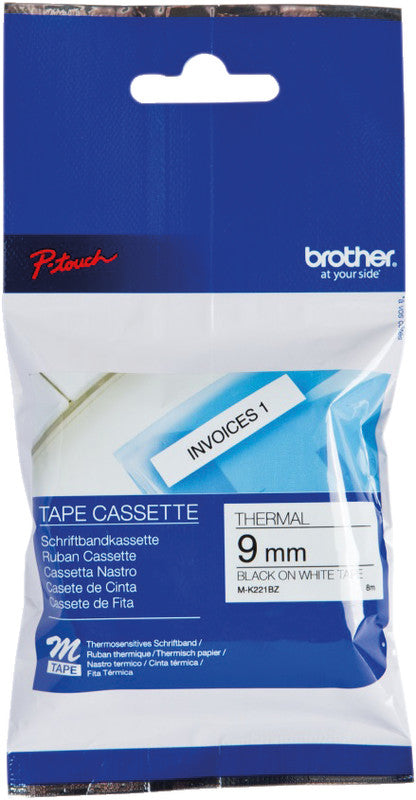 Brother Schriftband – 9 mm × 8 m, weiss, schwarz