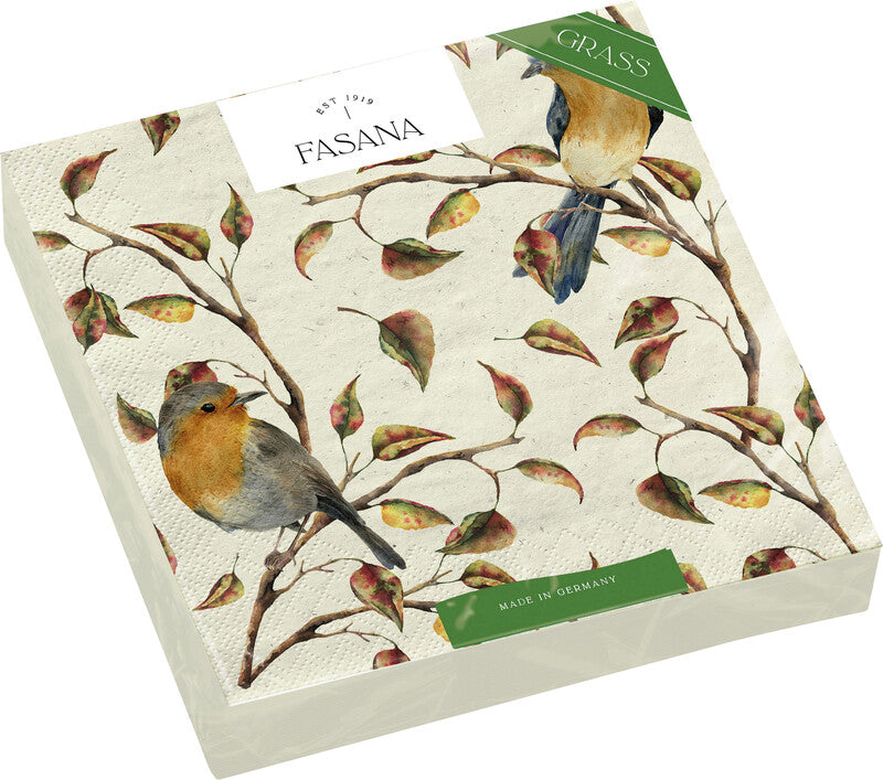 Fasana Servietten Birds in Nature – 33 × 33 cm – 2-lagig, Tissue – 20 Stk., FSC