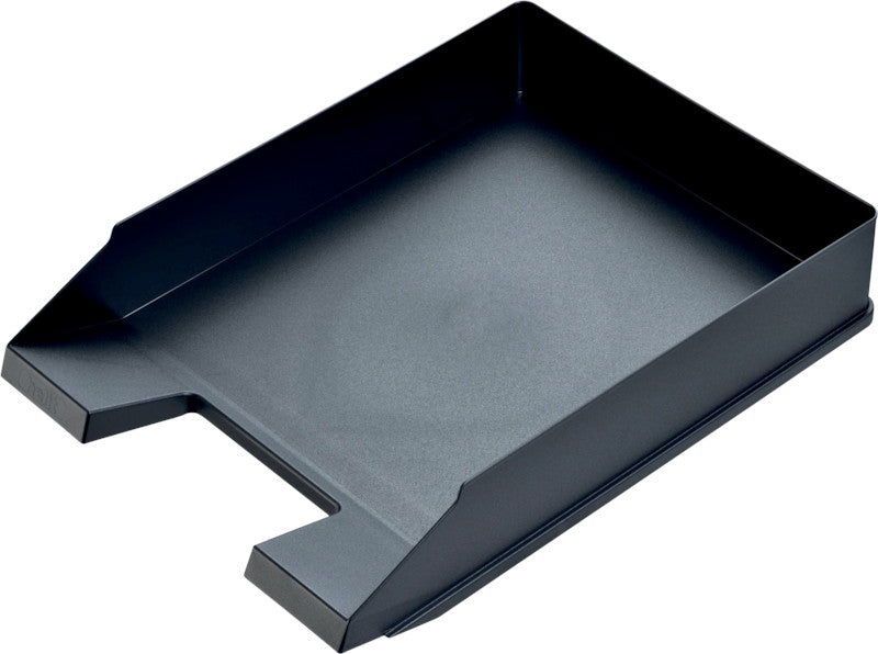 Helit Briefkorb – mit Griffausschnitt, mit Beschriftungsfeld, matt, schwarz, B 255 × H 67 × T 345 mm