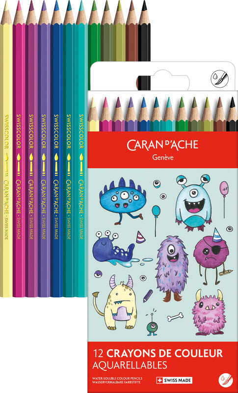 Caran d-Ache Caran d’Ache Swisscolor Aquarelle – 12 Farben, Ø 2,8 mm, Kartonetui