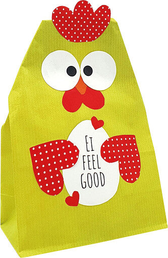 Braun + company Geschenktüten – Crazy Chick (Ostern) – inkl. Stickerbogen – Kraftpapier – 120 × 210 × 60 mm