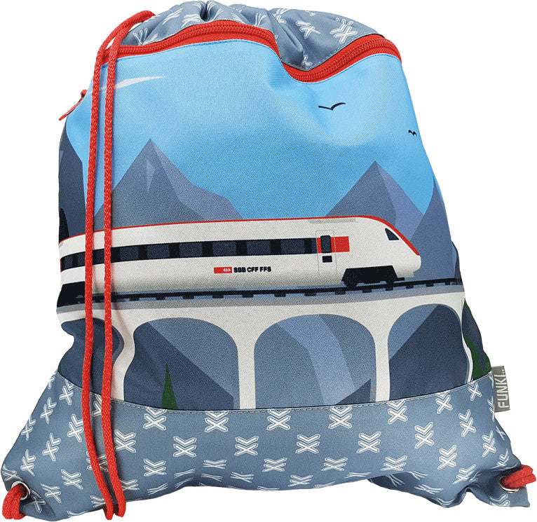 Funki Sportbeutel – 12 l, Motiv Fast Train, wasserabweisend, 36 × 42 cm