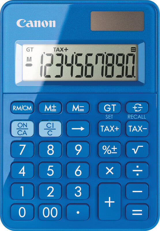 Canon Tischrechner LS-100KB – 10-stellig, LCD, Solar + Batterie, Blau, 83×119×22 mm