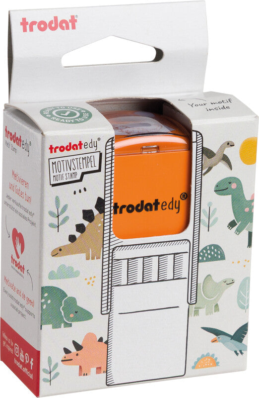 Trodat T-Rex Motivstempel – selbstfärbend, 19 × 19 mm, orange