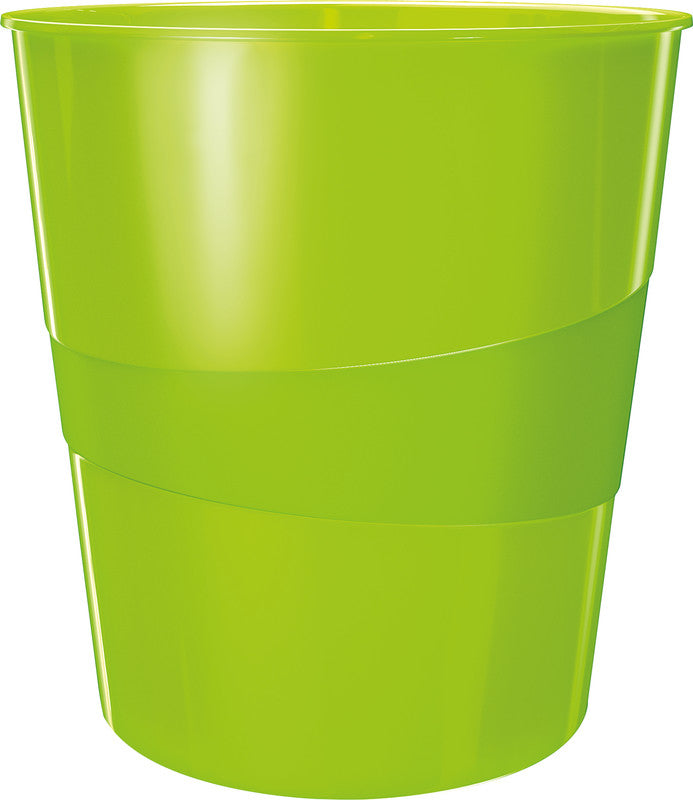 Leitz Papierkorb WOW – 15 l – Kunststoff (Polystyrol), rund – grün