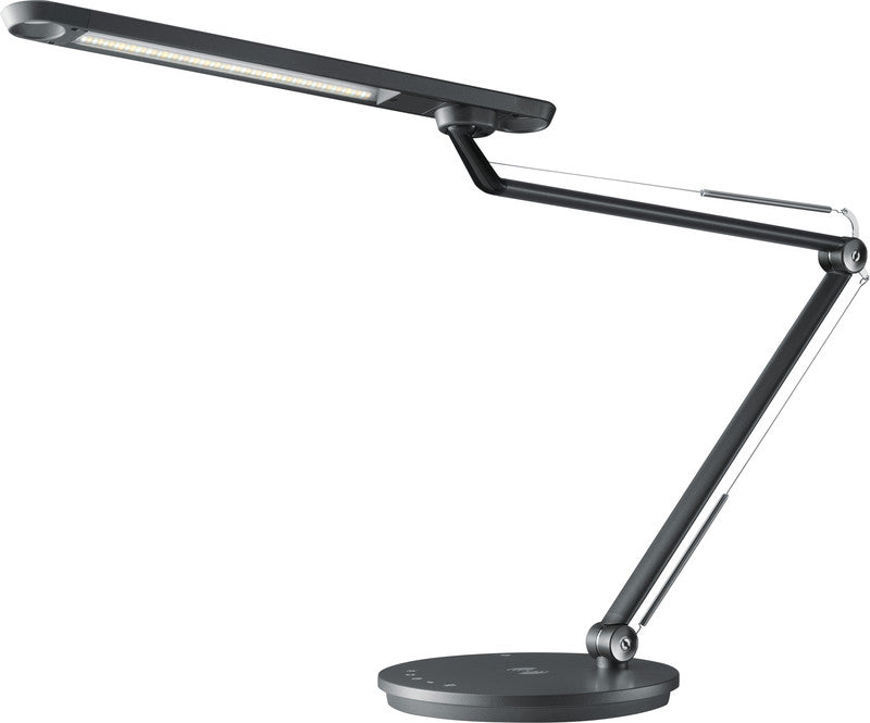 Hansa Tischleuchte LED – Qi & USB, dimmbar – 2’900–6’000 K – 780 lm 12 W – anthrazit Aluminium