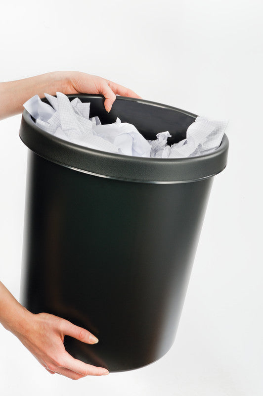 Helit Papierkorb the german – 18 l – Kunststoff, schwarz – Ø 315 × H 331 mm, schlagfest