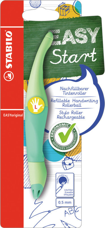 STABILO EASYoriginal Start Pastell – Tintenroller, mit Kappe, 0,5 mm, Blau, für Linkshänder