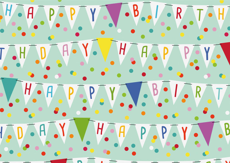Braun + Company Geschenkpapier – Wimpel türkis – gestrichenes Papier, 80 g/m2 – 70 cm × 2 m