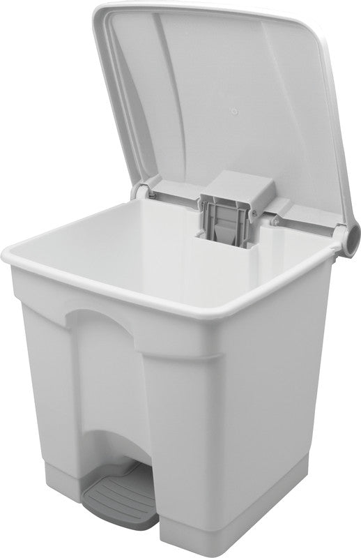 Helit Papierkorb the step – 30 l, mit Deckel – Kunststoff, weiss – B × H × T 410 × 440 × 400 mm