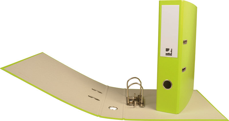 Q-connect Ordner – A4 hoch – 2-Ring Hebelmechanik, Rücken 70 mm – hellgrün, Karton, mit Griffloch, FSC