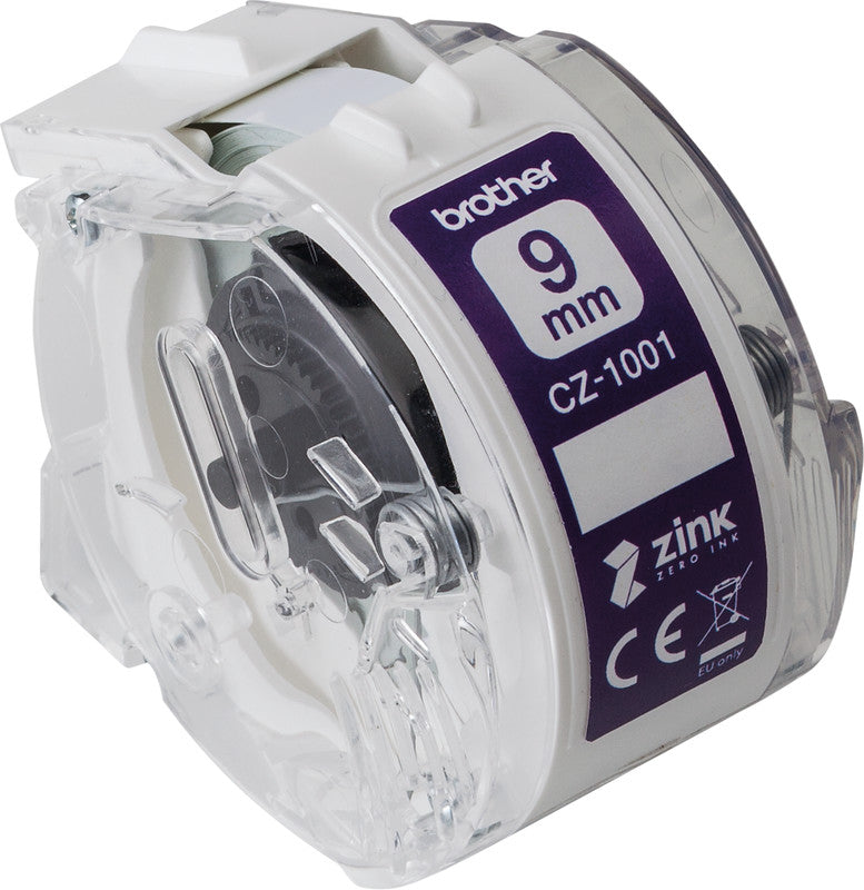 Brother Etikettenrolle, 9 mm × 5 m, weiss, Papier, permanent, für VC-500W
