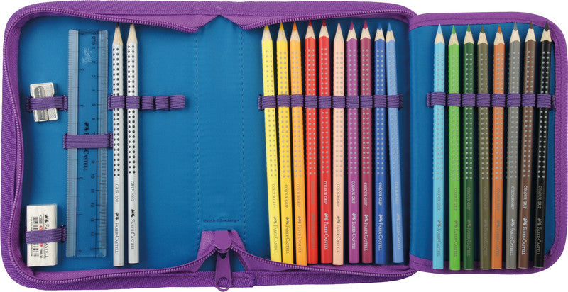 Funki Schuletui mit 2 Klappen, gefüllt, 24-teilig – Tropical – Kunststoff – 23 × 14 × 4 cm