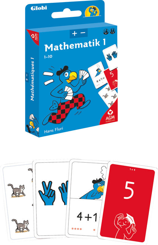 AGM AG Müller Lernspielkarten Globi Mathematik 1 – ab 1 Spieler, ab 7 Jahren, d/f/i/e, 110 Karten, 90 × 144 × 20 mm