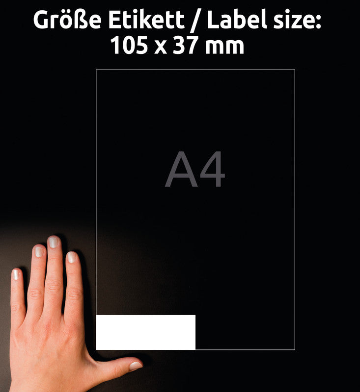 Avery Druckeretiketten, 105 mm × 37 mm, weiss, Papier, permanent