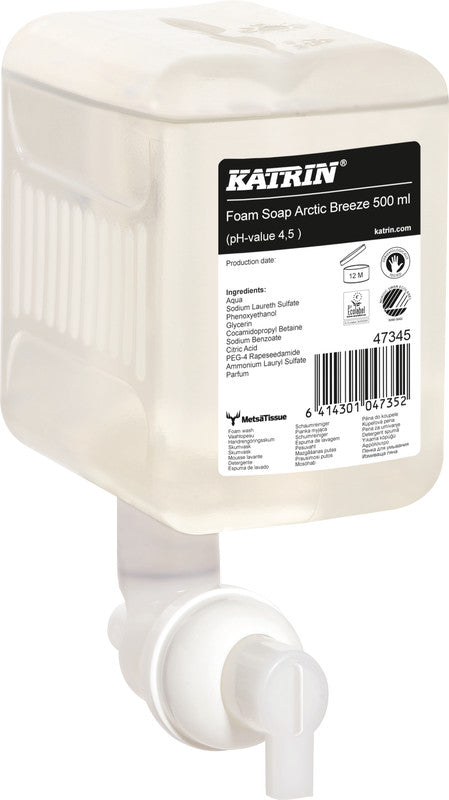 Katrin Seifenkartusche – Kunststoff, Weiss, 500 ml, schaumig, für Katrin Inclusive Seifenspender