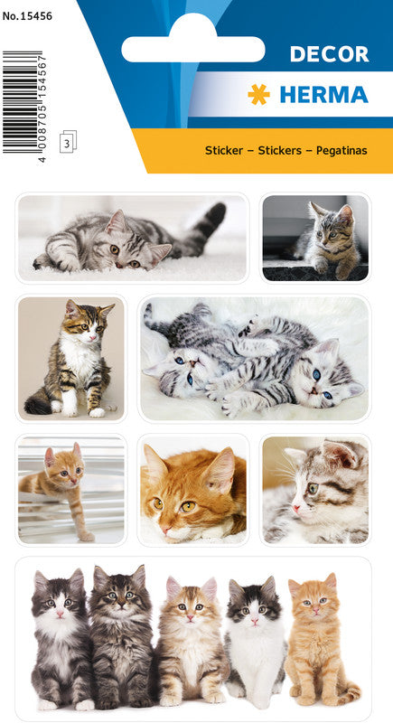 HERMA Schmucketiketten – Motiv Katzenkinder – Papier, hochglänzend, 24 Stk, 3 Bogen