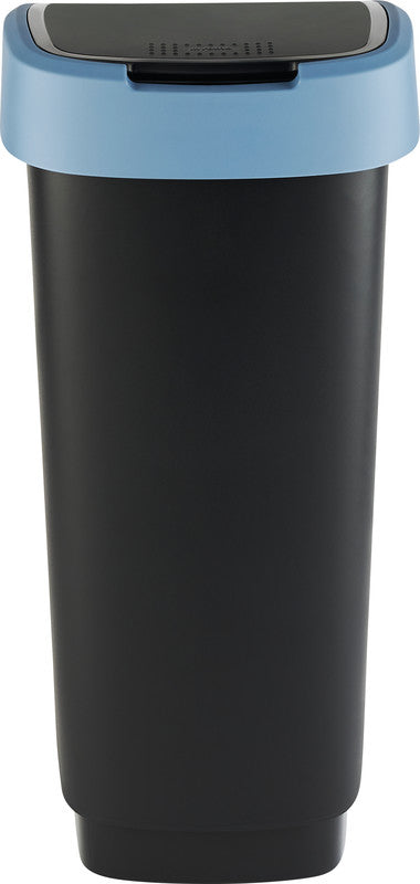 Rotho Abfallcontainer – 50 l – mit Deckel – Kunststoff, Horizon Blau – B × H × T 298 × 602 × 401 mm