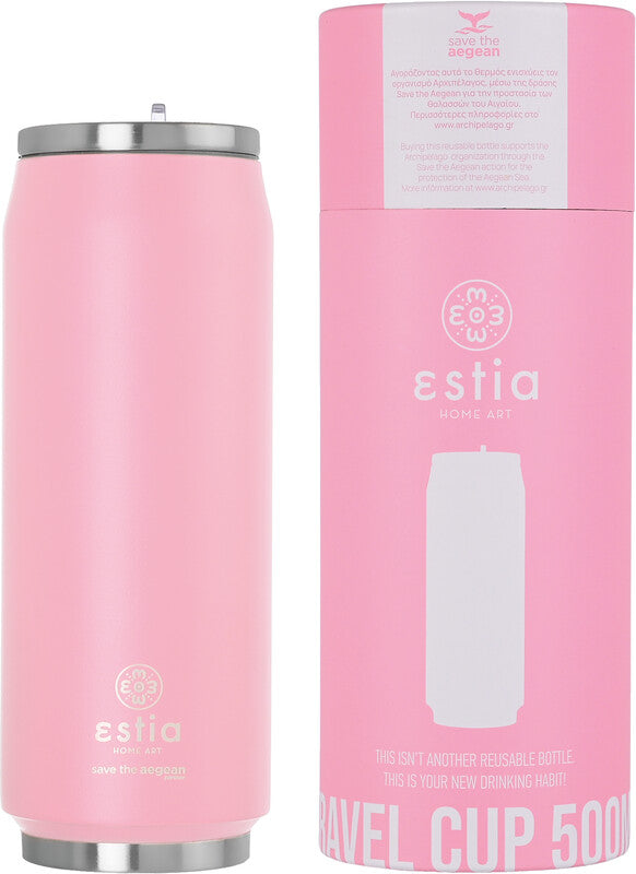 Estia Thermobecher – 5 dl – Edelstahl, isoliert, Schraubverschluss – Blossom Rose