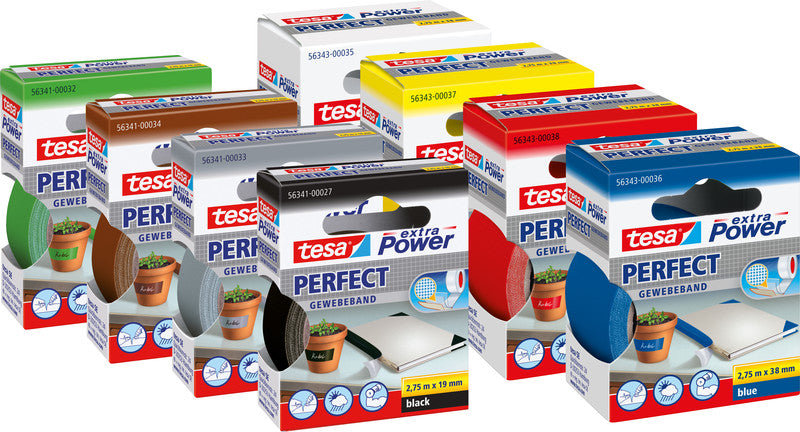 tesa Gewebeband extra Power Perfect – 38 mm × 2,75 m, grau, stark