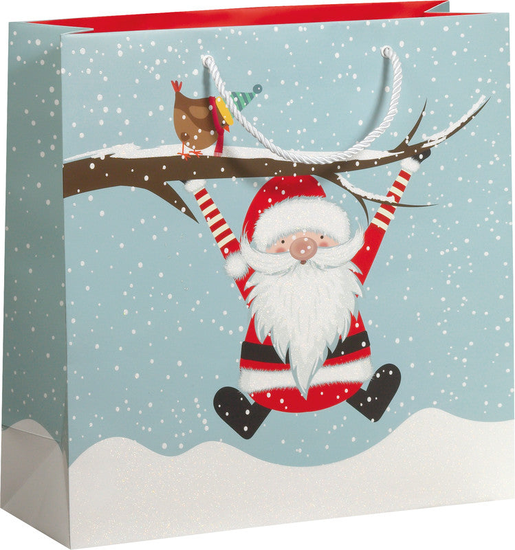 Zoewie Geschenktasche – Swinging Santa – Papier, 200 g/m2, mattkaschiert – 330 × 330 × 120 mm