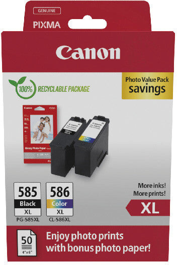 Canon Tintenpatronen-Multipack 585XL/586XL Photo Cube, mit Fotopapier 100 × 150 mm (50 Blatt) – für Inkjet