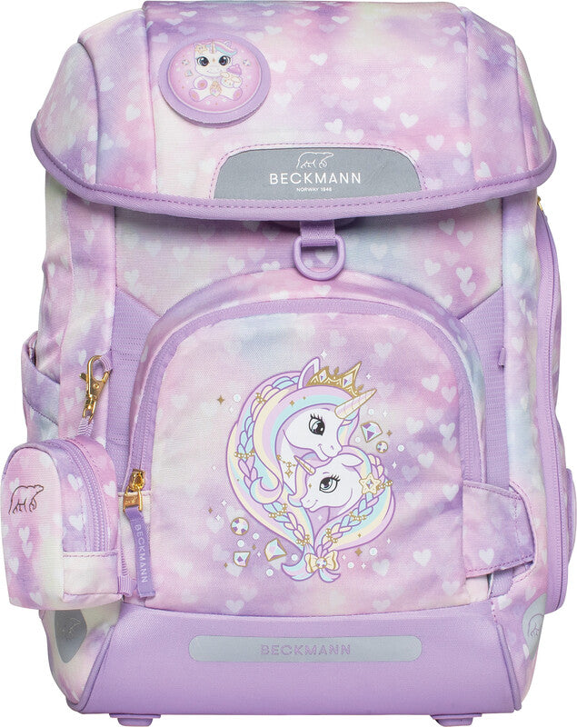Beckmann Schulrucksack Plus Air – Einhorn Prinzessin Lila – 28,0×40,5×23,0 cm – Recycelte Materialien