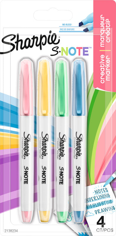 Sharpie S-NOTE Filzstifte, Doppelspitze – Keilspitze, 2–15 mm, schnell trocknend, 4 Farben