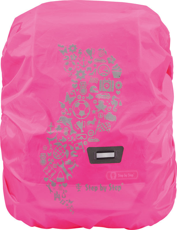Step by Step Regenhülle – mit reflektierendem Druck, wasserabweisend – Nylon, Pink