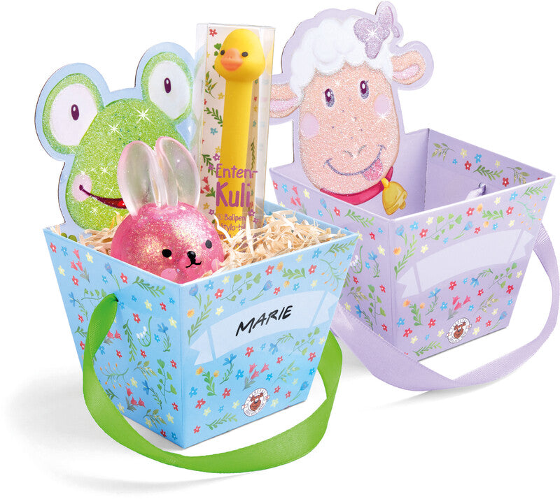 Trendhaus Geschenkbox Geschenkkörbchen – Ostern, sortiert – mit Glitter – 100 × 145 × 98 mm