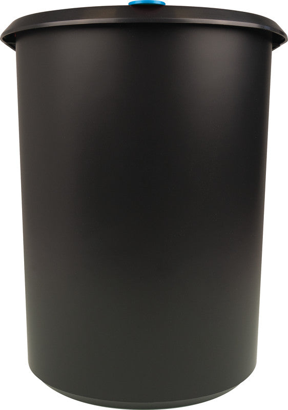 Helit Systempapierkorb – 20 + 9 l, mit Deckel – Kunststoff, schwarz – B × H × T 270 × 343 × 440 mm