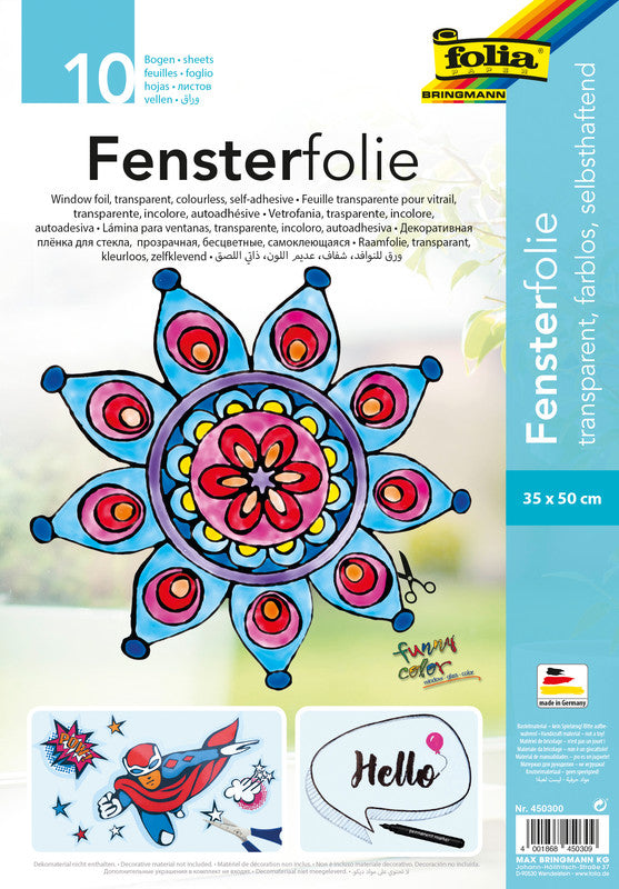 Folia Fensterfolien – 10 Stück – Transparent – 350 × 500 mm
