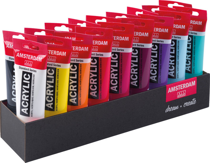 Royal Talens Amsterdam – Acryl Standard – Acrylfarbe – Set – 18 Farben, sortiert, 18 × 120 ml