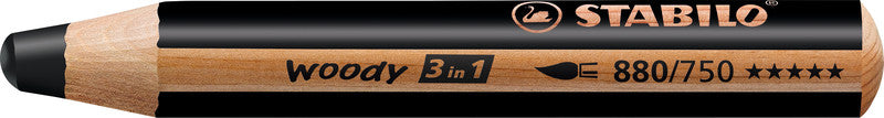 STABILO Buntstifte woody 3 in 1 – 3-in-1, rund, Minen-Ø 10 mm, Einzelstift schwarz