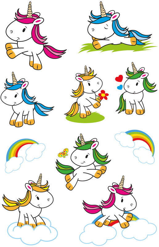 HERMA Schmucketiketten – Motiv Baby Einhorn – Papier, Glitter, 20 Stk, 2 Bogen
