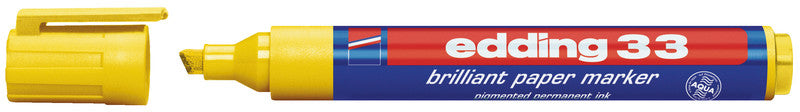 Edding Non-Permanent-Marker Brillant Paper Marker 33 – Keilspitze 1-5 mm – Gelb – Nachfüllbar