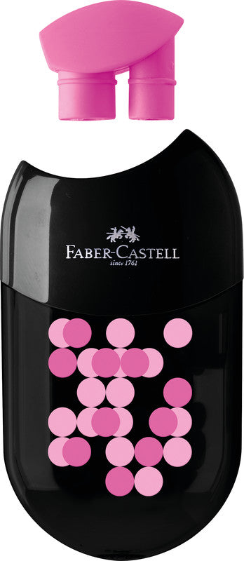 Faber-Castell Spitzer – manuell, 2-Loch, mit Behälter, für Blei- & Buntstifte 8 & 11 mm, Kunststoff