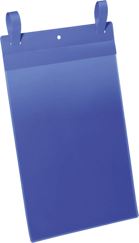 Durable Kennzeichnungstaschen – 297 × 210 mm, blau, wiederablösbar, für A4 hoch, 50er-Pack