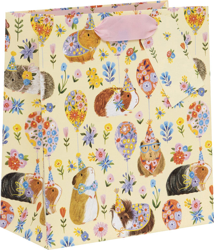 Glick Geschenktasche 'Guinea Pig Party' – 20 × 10 × 22,5 cm, Papier, mit Satinband